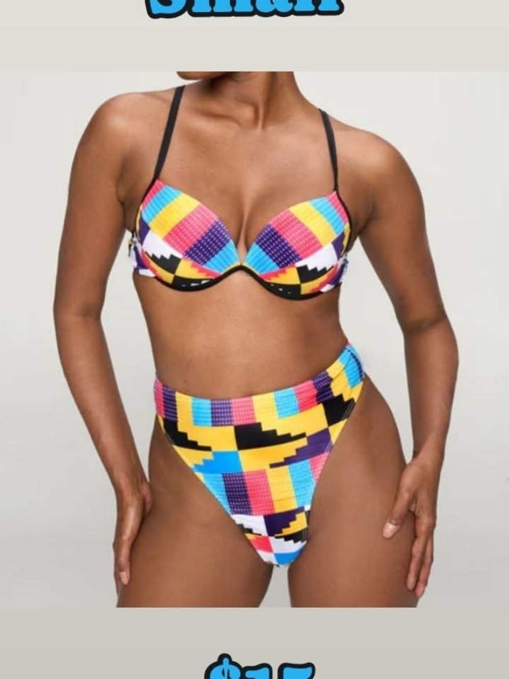 Women’s Multicolor Geometric High-Waist Bikini